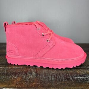NEW UGG Neumel Womens Size 7 Fuzzy Warm Chukka Boots Shoes Slippers Pink